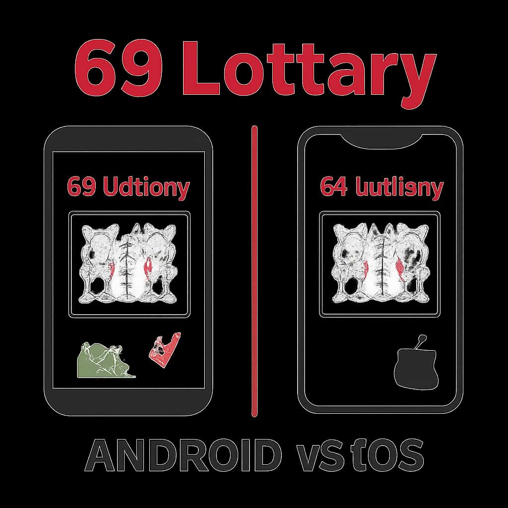 Diagram illustrating the differences between 69 Lottery on Android and iOS.