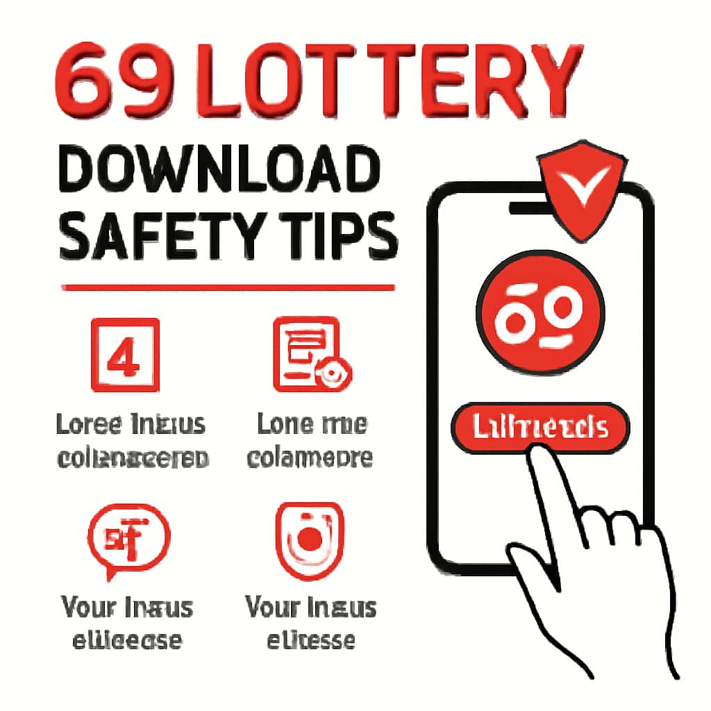 An educational diagram detailing steps for downloading the 69 Lottery app safely.