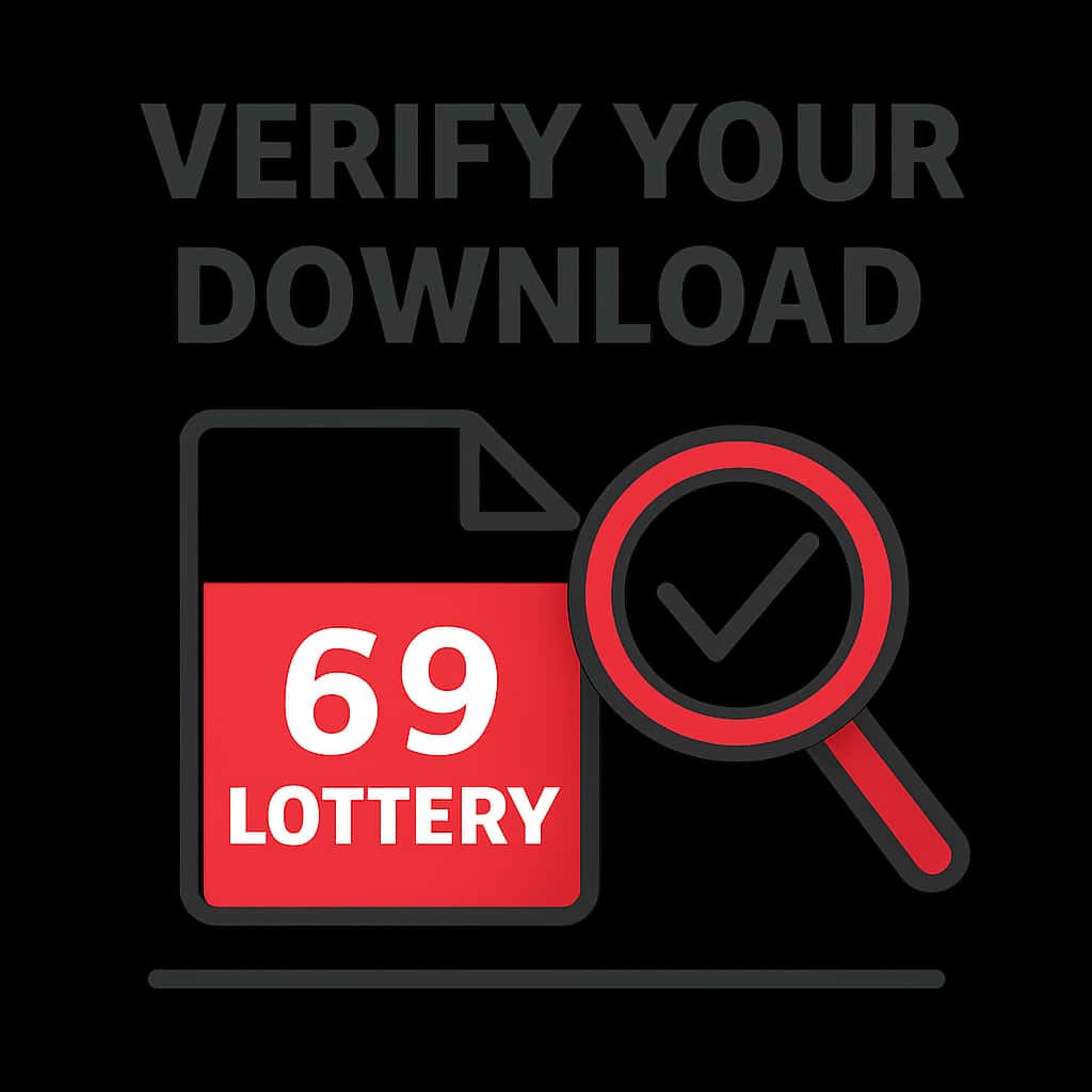 Diagram explaining the steps to verify the 69 Lottery app download.
